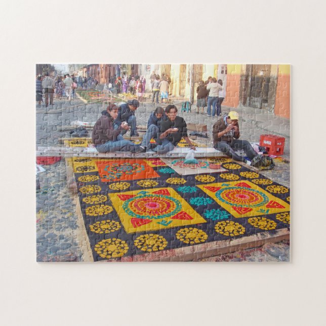 Alfombra Preparation for Semana Santa in Antigua Jigsaw Puzzle (Horizontal)