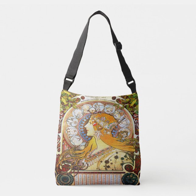 Alfons Mucha 1896 Zodiac Crossbody Bag (Front)