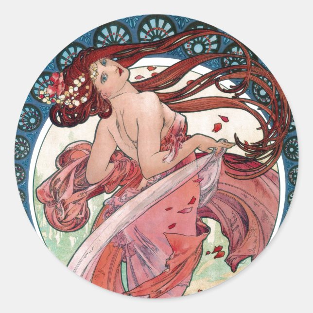 Alfons Mucha 1898 Dance Classic Round Sticker (Front)