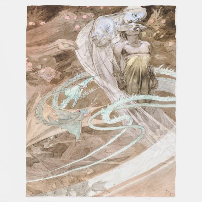 Alfons Mucha 1899 Le Pater Fleece Blanket (Front)