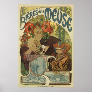Alfons Mucha art nouveau beer ad Poster