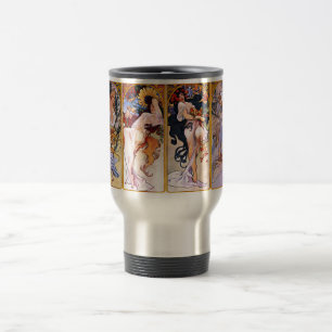 Alfons Mucha Art Nouveau Girls Painting Travel Mug