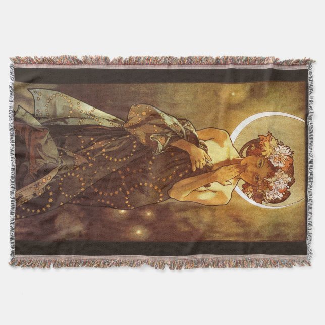 Alfons Mucha: Luna Throw Blanket (Front)