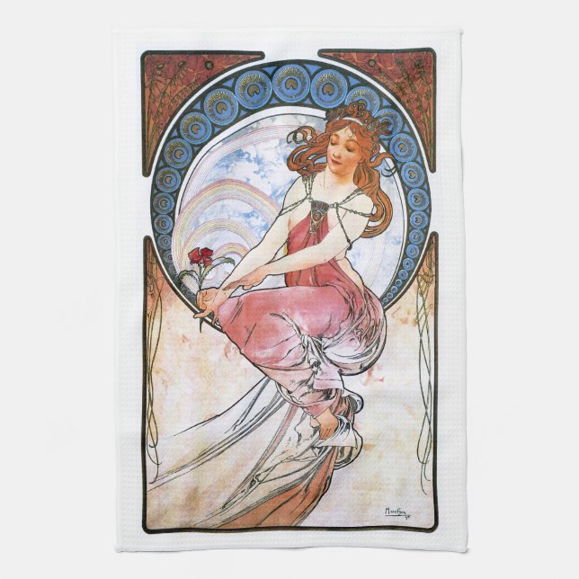 Alfons Mucha: Muse of Painting Kitchen Towel (Vertical)