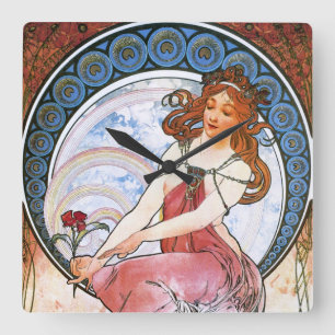 Alfons Mucha: Muse of Painting Square Wall Clock