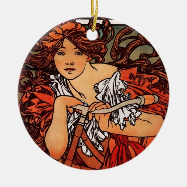 Alfons Mucha Perfecta Ceramic Ornament (Front)