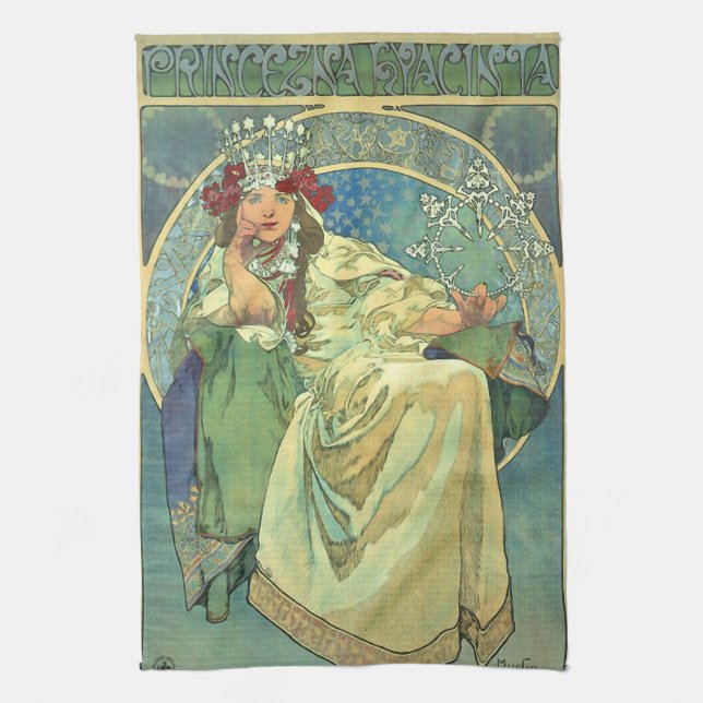 Alfons Mucha , “ Princess Hyacinth ” Kitchen Towel (Vertical)