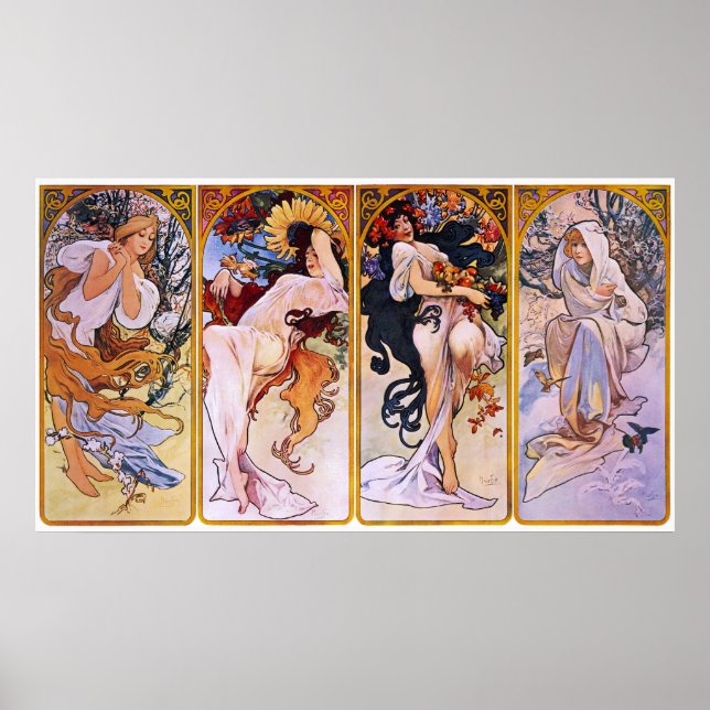 Alfons Mucha ~ The four seasons Poster (Front)