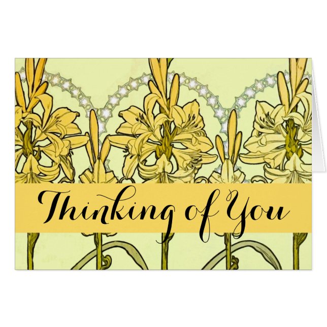 Alfonse Mucha Art Nouveau Lily Floral Pattern (Front Horizontal)