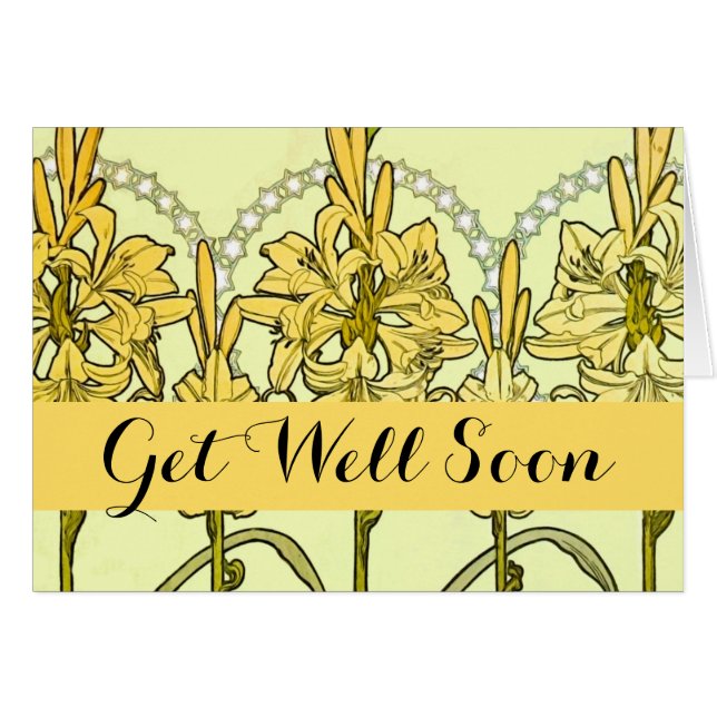 Alfonse Mucha Art Nouveau Lily Floral Pattern (Front Horizontal)