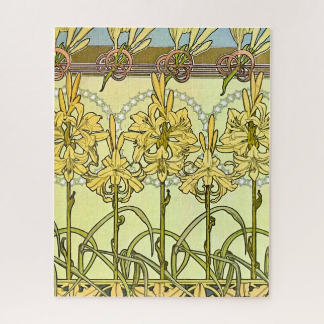 Alfonse Mucha Art Nouveau Lily Floral Pattern Jigsaw Puzzle (Vertical)