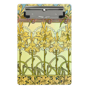 Alfonse Mucha Art Nouveau Lily Floral Pattern Mini Clipboard
