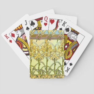 Alfonse Mucha Art Nouveau Lily Floral Pattern Playing Cards