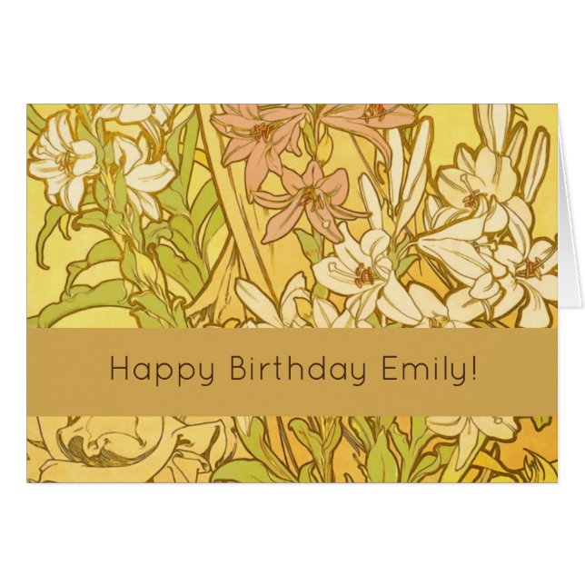 Alfonse Mucha Art Nouveau lily flowers (Front Horizontal)