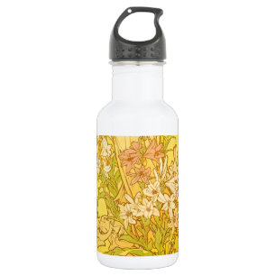 Alfonse Mucha Art Nouveau lily flowers 532 Ml Water Bottle