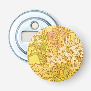Alfonse Mucha Art Nouveau lily flowers Bottle Opener