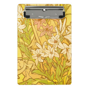 Alfonse Mucha Art Nouveau lily flowers Mini Clipboard