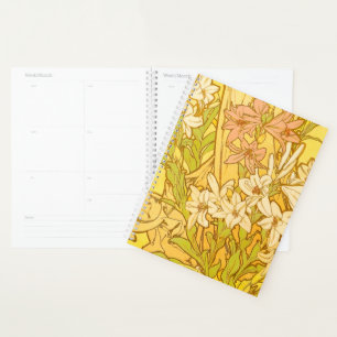 Alfonse Mucha Art Nouveau lily flowers Planner