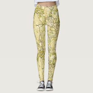 Alfonse Mucha Art Nouveau Peonies Botanical Art Leggings