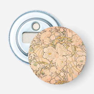 Alfonse Mucha Art Nouveau Peonies Bottle Opener