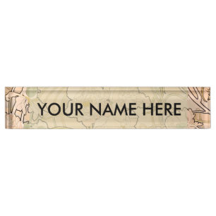 Alfonse Mucha Art Nouveau Peonies Nameplate