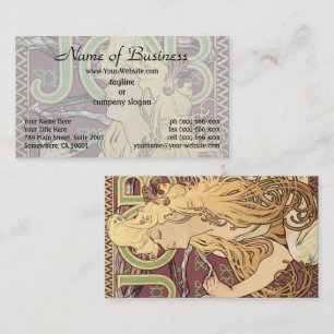 Alfonse Mucha Job Art Nouveau woman Business Card