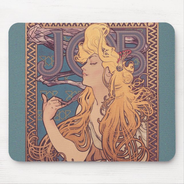 Alfonse Mucha Job Art Nouveau woman Mouse Pad (Front)