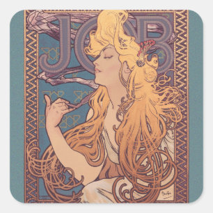 Alfonse Mucha Job Art Nouveau woman Square Sticker