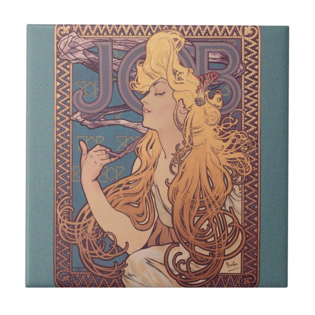 Alfonse Mucha Job Art Nouveau woman Tile (Front)