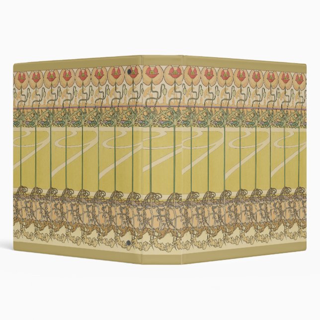 Alfonse Mucha Poppies Art Nouveau Floral Wallpaper Binder (Background)
