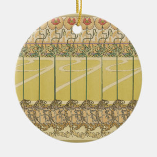 Alfonse Mucha Poppies Art Nouveau Floral Wallpaper Ceramic Ornament