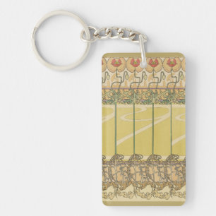 Alfonse Mucha Poppies Art Nouveau Floral Wallpaper Keychain