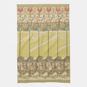 Alfonse Mucha Poppies Art Nouveau Floral Wallpaper Kitchen Towel