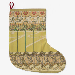 Alfonse Mucha Poppies Art Nouveau Floral Wallpaper Large Christmas Stocking