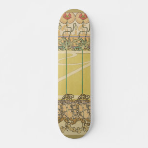 Alfonse Mucha Poppies Art Nouveau Floral Wallpaper Skateboard