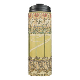 Alfonse Mucha Poppies Art Nouveau Floral Wallpaper Thermal Tumbler