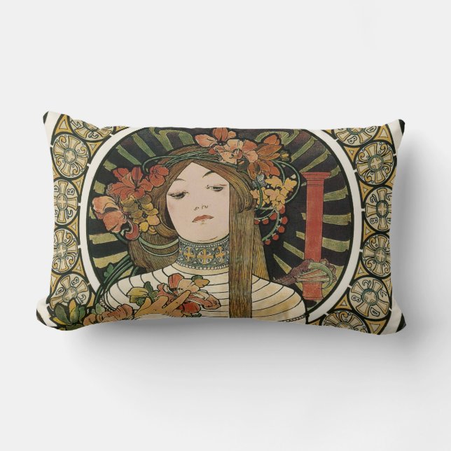 Alfonse Mucha Trappistine Nouveau Lumbar Pillow (Front)