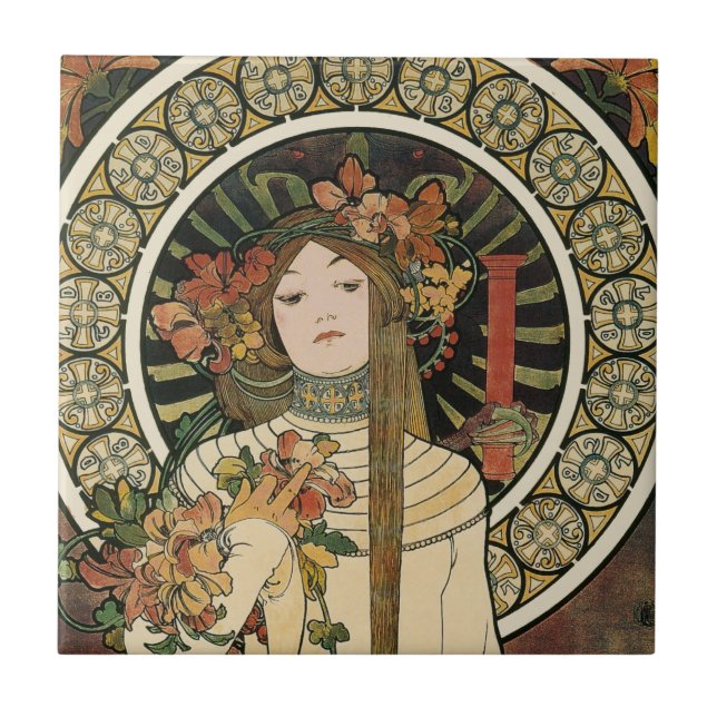 Alfonse Mucha Trappistine Nouveau Tile (Front)