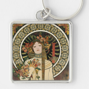 Alfonse Mucha Trappistine Nouveau Vintage Poster Keychain