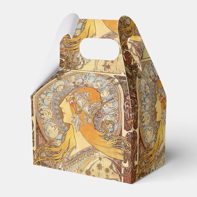 Alfonse Mucha Zodiac Art Nouveau Woman Favor Box (Front Side)