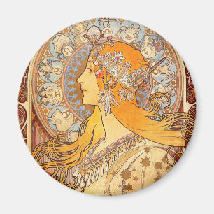 Alfonse Mucha Zodiac Art Nouveau Woman Magnet