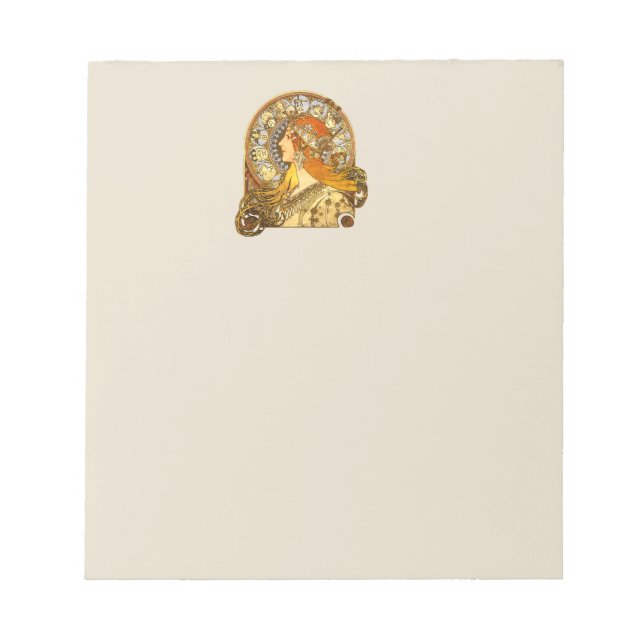Alfonse Mucha Zodiac Art Nouveau Woman Notepad (Front)
