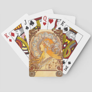 Alfonse Mucha Zodiac Art Nouveau Woman Playing Cards