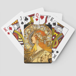 Alfonse Mucha Zodiac Art Nouveau Woman Playing Cards
