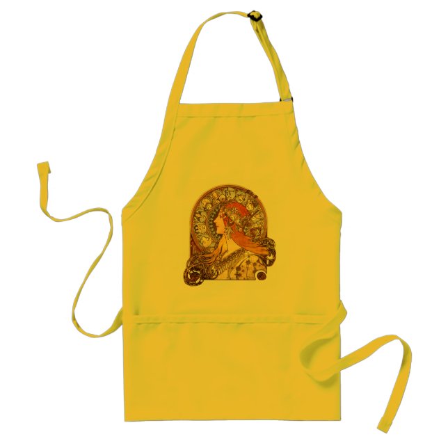 Alfonse Mucha Zodiac Art Nouveau Woman Standard Apron (Front)