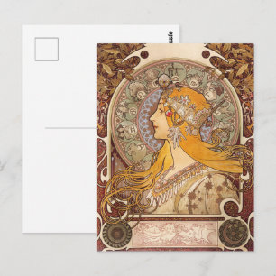 Alfonse Mucha Zodiac Woman Art Nouveau Postcard