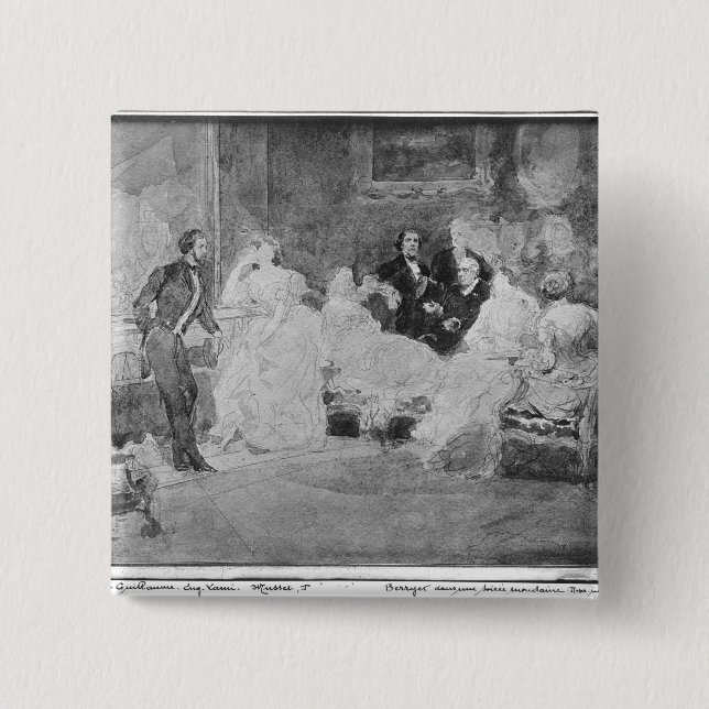 Alfred de Musset  Eugene Delacroix 2 Inch Square Button (Front)