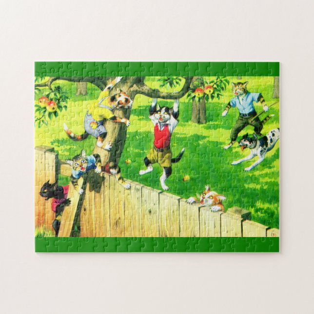 Alfred Mainzer cats climbing an apple tree Jigsaw Puzzle (Horizontal)