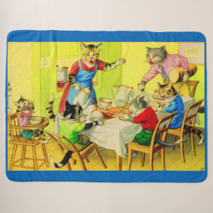 Alfred Mainzer cats Dinner Disaster print Sherpa Blanket