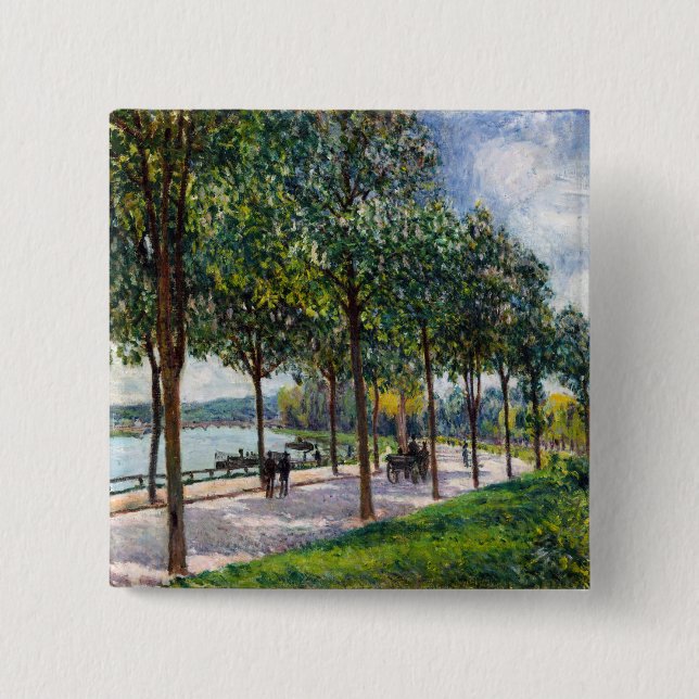 Alfred Sisley - Allee of Chestnut Trees 2 Inch Square Button (Front)
